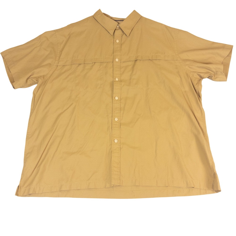 Arrow Performance Mens XXL Short Sleeve Button Down Shirt Tan Khaki Utility
